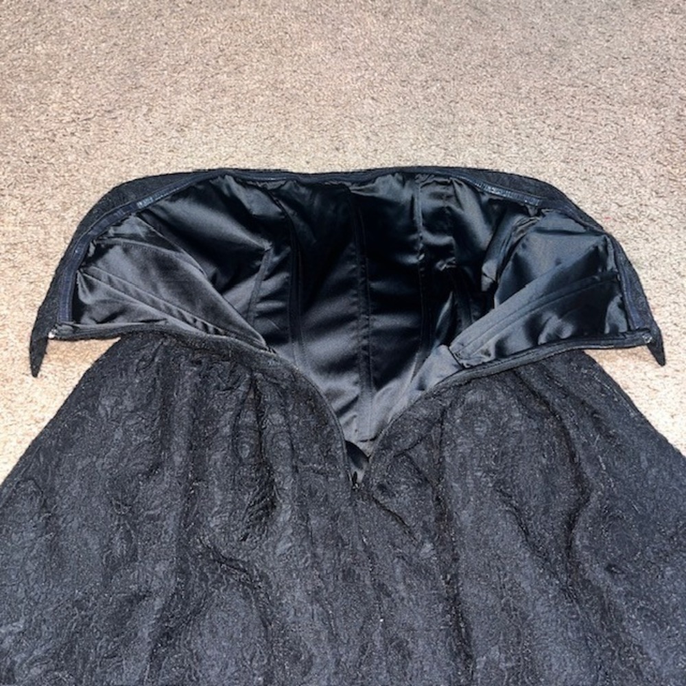 BHLDN Floral Jacquard Strapless‎ Gown Midi Dress Black 6 - Picture 9 of 11